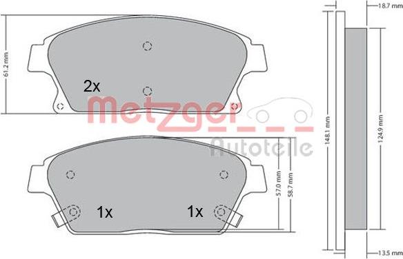 Metzger 1170292 - Тормозные колодки, дисковые, комплект avtokuzovplus.com.ua