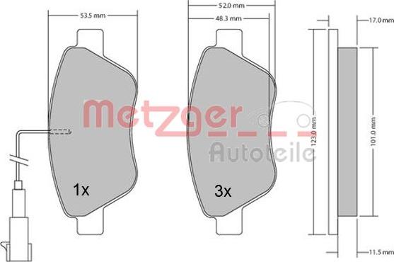 Metzger 1170296 - Гальмівні колодки, дискові гальма autocars.com.ua