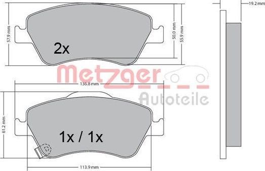 Metzger 1170299 - Гальмівні колодки, дискові гальма autocars.com.ua