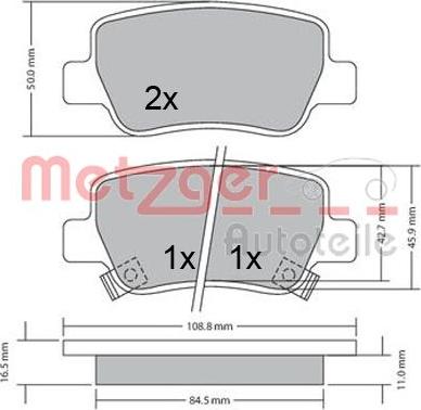 Metzger 1170307 - Тормозные колодки, дисковые, комплект avtokuzovplus.com.ua