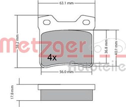 Metzger 1170310 - Тормозные колодки, дисковые, комплект avtokuzovplus.com.ua