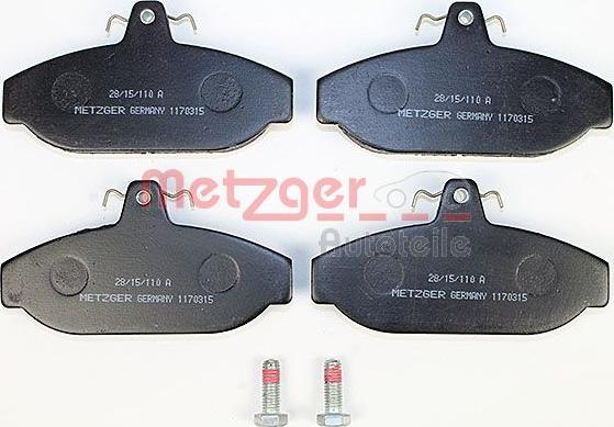 Metzger 1170315 - Гальмівні колодки, дискові гальма autocars.com.ua