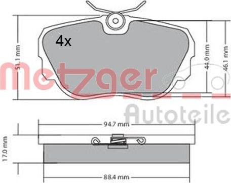 Metzger 1170316 - Гальмівні колодки, дискові гальма autocars.com.ua