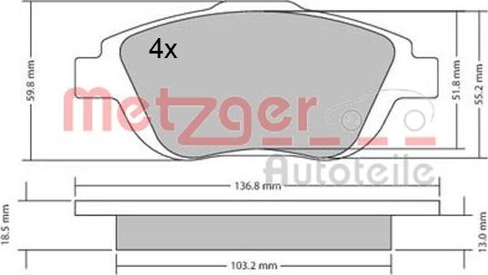 Metzger 1170326 - Гальмівні колодки, дискові гальма autocars.com.ua