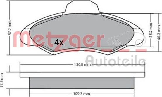 Metzger 1170329 - Тормозные колодки, дисковые, комплект autodnr.net