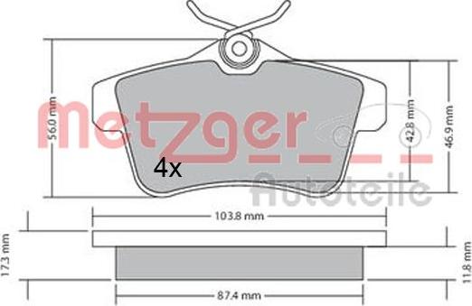 Metzger 1170335 - Тормозные колодки, дисковые, комплект avtokuzovplus.com.ua