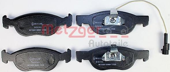 Metzger 1170338 - Тормозные колодки, дисковые, комплект avtokuzovplus.com.ua