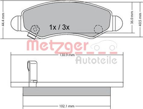 Metzger 1170340 - Тормозные колодки, дисковые, комплект avtokuzovplus.com.ua