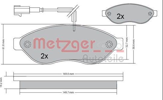 Metzger 1170348 - Тормозные колодки, дисковые, комплект avtokuzovplus.com.ua