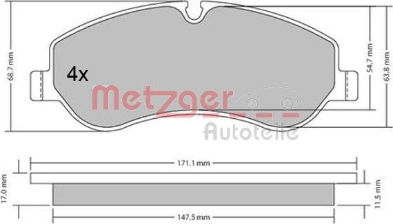 Metzger 1170349 - Гальмівні колодки, дискові гальма autocars.com.ua