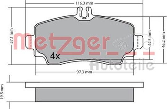 Metzger 1170353 - Гальмівні колодки, дискові гальма autocars.com.ua