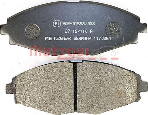 Metzger 1170354 - Тормозные колодки, дисковые, комплект autodnr.net