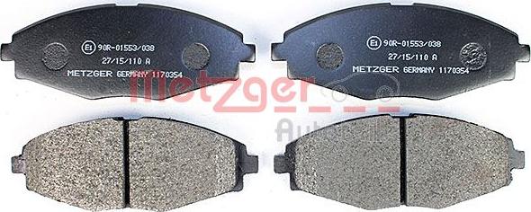 Metzger 1170354 - Тормозные колодки, дисковые, комплект autodnr.net