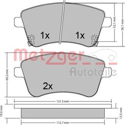 Metzger 1170359 - Гальмівні колодки, дискові гальма autocars.com.ua