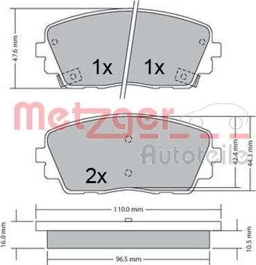 Metzger 1170361 - Гальмівні колодки, дискові гальма autocars.com.ua