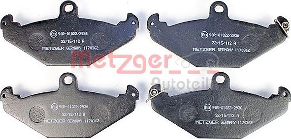 Metzger 1170362 - Тормозные колодки, дисковые, комплект avtokuzovplus.com.ua