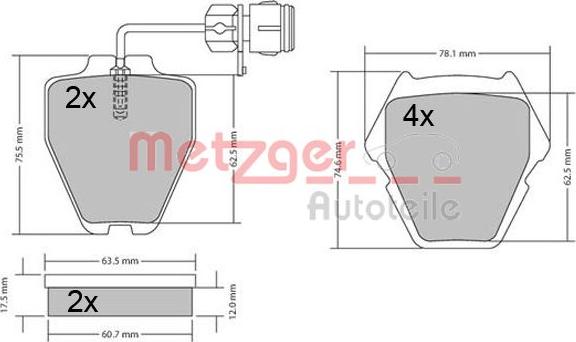 Metzger 1170364 - Гальмівні колодки, дискові гальма autocars.com.ua