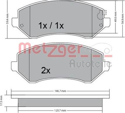 Metzger 1170378 - Тормозные колодки, дисковые, комплект avtokuzovplus.com.ua