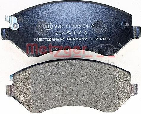 Metzger 1170378 - Гальмівні колодки, дискові гальма autocars.com.ua