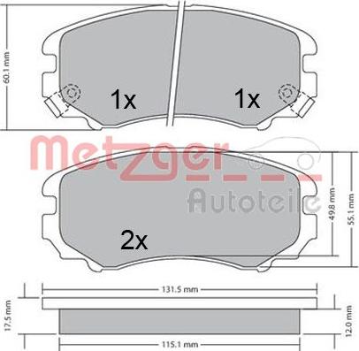 Metzger 1170379 - Тормозные колодки, дисковые, комплект avtokuzovplus.com.ua
