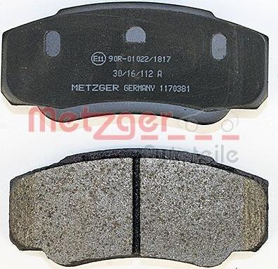 Metzger 1170381 - Тормозные колодки, дисковые, комплект avtokuzovplus.com.ua