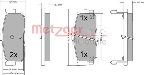 Metzger 1170387 - Тормозные колодки, дисковые, комплект avtokuzovplus.com.ua