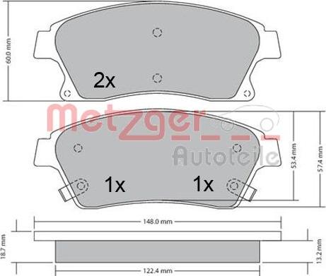 Metzger 1170393 - Тормозные колодки, дисковые, комплект avtokuzovplus.com.ua