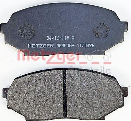 Metzger 1170396 - Тормозные колодки, дисковые, комплект avtokuzovplus.com.ua