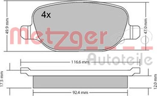 Metzger 1170403 - Тормозные колодки, дисковые, комплект autodnr.net