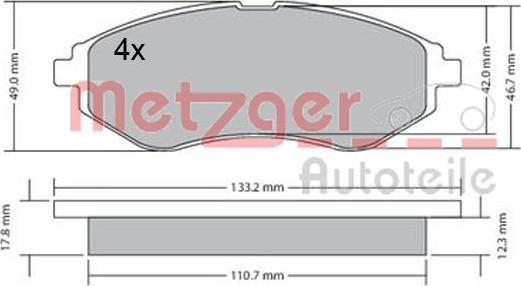 Metzger 1170404 - Тормозные колодки, дисковые, комплект autodnr.net