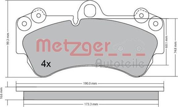 Metzger 1170405 - Тормозные колодки, дисковые, комплект avtokuzovplus.com.ua