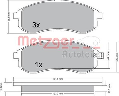 Metzger 1170406 - Гальмівні колодки, дискові гальма autocars.com.ua