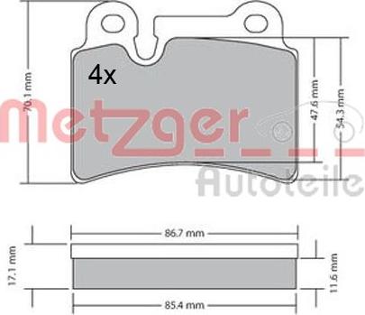 Metzger 1170408 - Гальмівні колодки, дискові гальма autocars.com.ua