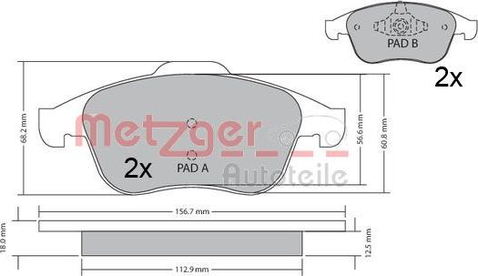 Metzger 1170409 - Гальмівні колодки, дискові гальма autocars.com.ua
