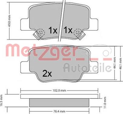 Metzger 1170410 - Гальмівні колодки, дискові гальма autocars.com.ua