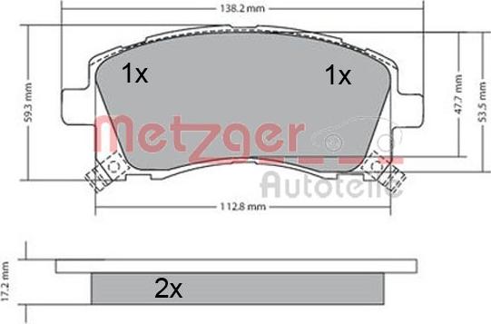 Metzger 1170416 - Гальмівні колодки, дискові гальма autocars.com.ua