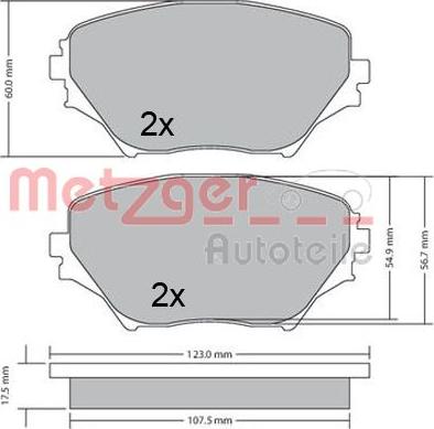 Metzger 1170418 - Гальмівні колодки, дискові гальма autocars.com.ua