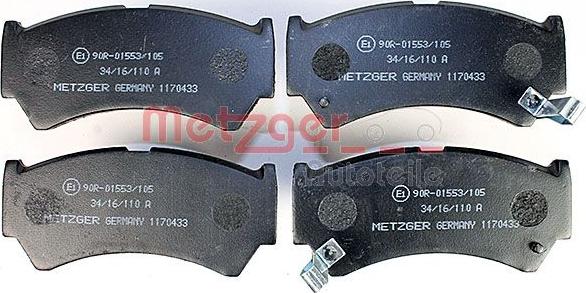 Metzger 1170433 - Тормозные колодки, дисковые, комплект avtokuzovplus.com.ua