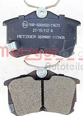 Metzger 1170435 - Тормозные колодки, дисковые, комплект avtokuzovplus.com.ua