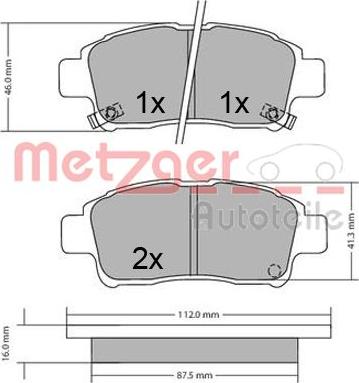 Metzger 1170436 - Тормозные колодки, дисковые, комплект autodnr.net
