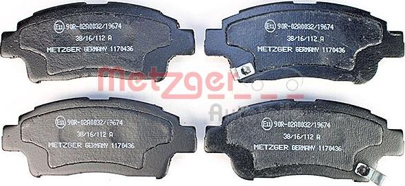 Metzger 1170436 - Тормозные колодки, дисковые, комплект avtokuzovplus.com.ua