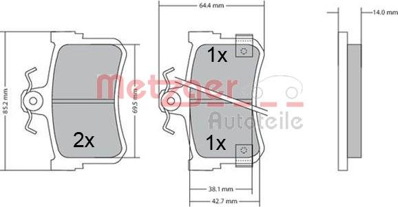 Metzger 1170447 - Тормозные колодки, дисковые, комплект autodnr.net