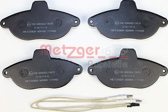 Metzger 1170455 - Тормозные колодки, дисковые, комплект avtokuzovplus.com.ua