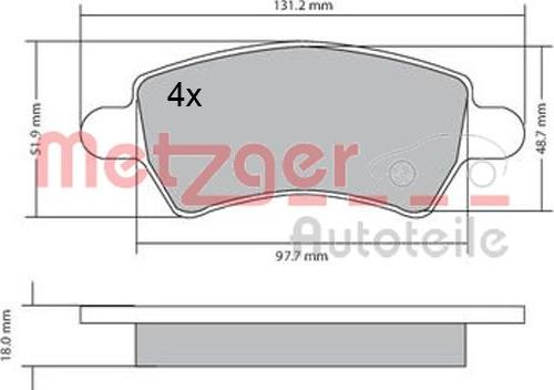 Metzger 1170458 - Тормозные колодки, дисковые, комплект avtokuzovplus.com.ua