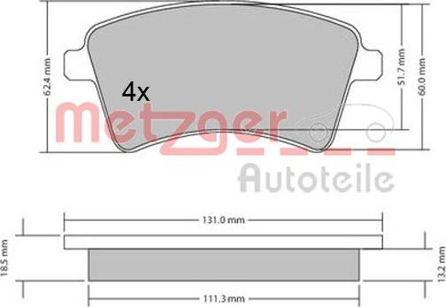 Metzger 1170467 - Тормозные колодки, дисковые, комплект autodnr.net