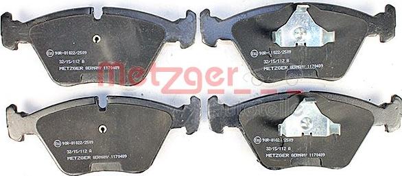 Metzger 1170489 - Тормозные колодки, дисковые, комплект autodnr.net