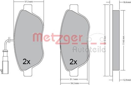 Metzger 1170504 - Тормозные колодки, дисковые, комплект avtokuzovplus.com.ua