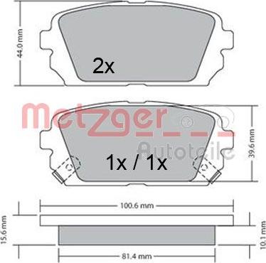 Metzger 1170522 - Тормозные колодки, дисковые, комплект avtokuzovplus.com.ua