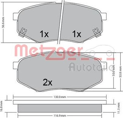 Metzger 1170524 - Тормозные колодки, дисковые, комплект avtokuzovplus.com.ua