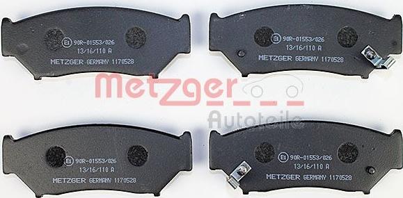 Metzger 1170528 - Тормозные колодки, дисковые, комплект avtokuzovplus.com.ua